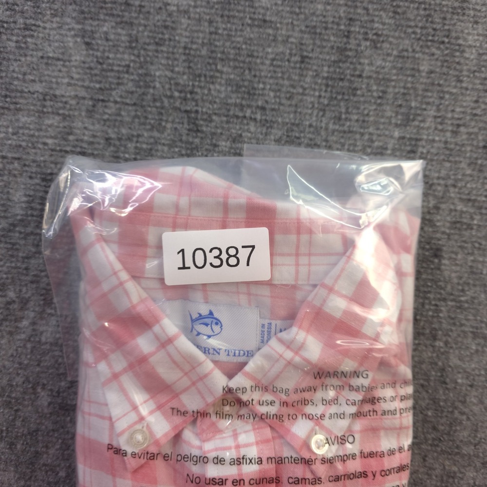Southern Tide Shirt Medium Pink Plaid Hemp Blend Long Sleeve Button Down - Picture 9 of 9